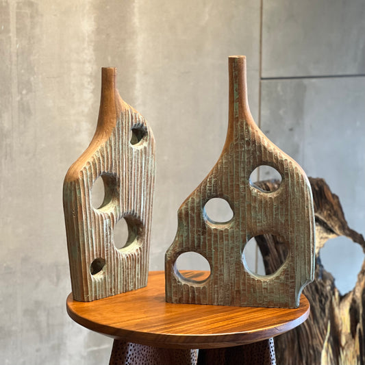 Aqua Multi-Hole Wooden Vase