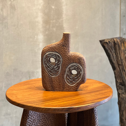 Dual Spiral Wooden Vase