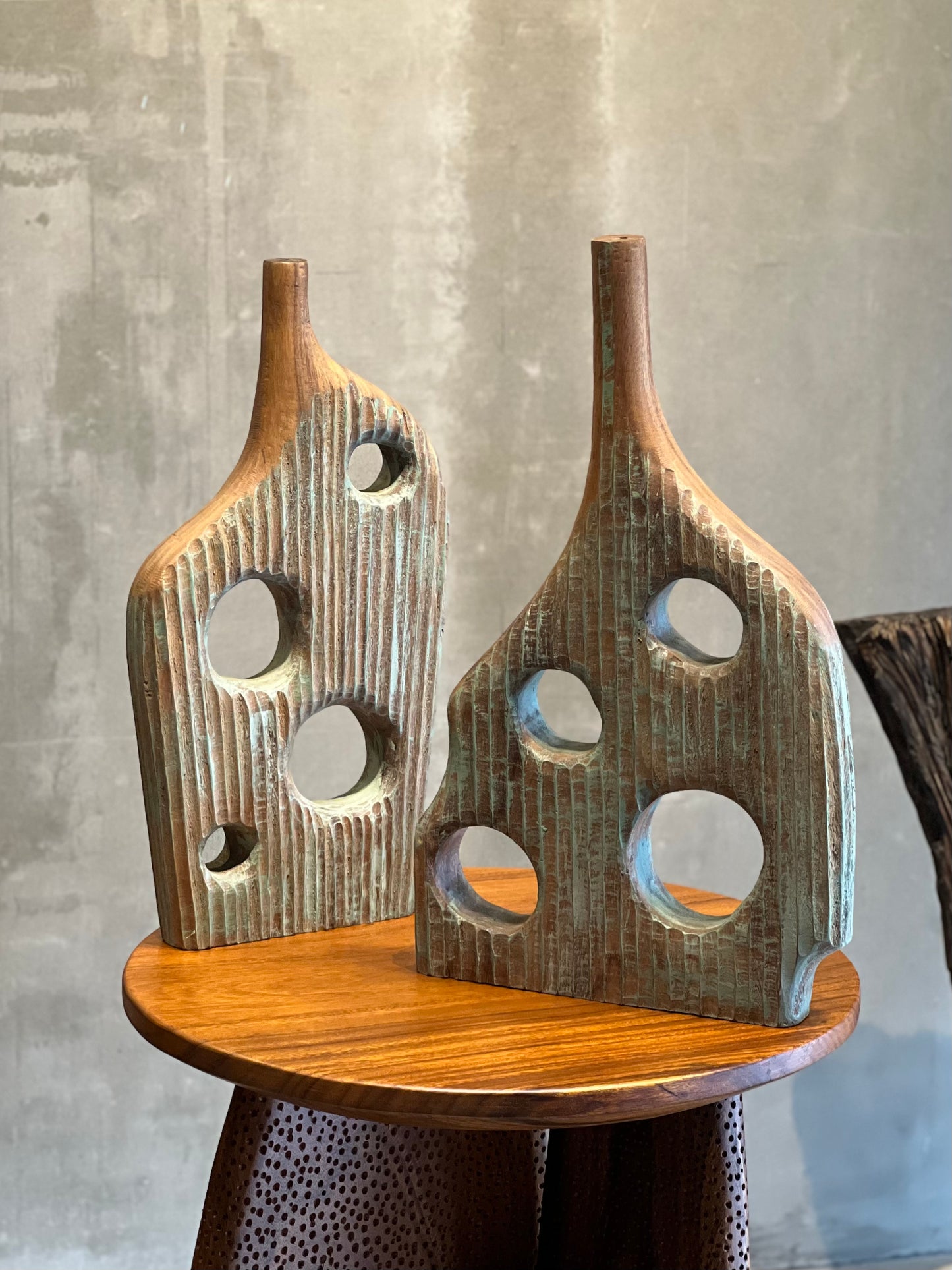 Aqua Ridge Wooden Vase