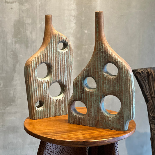 Aqua Ridge Wooden Vase