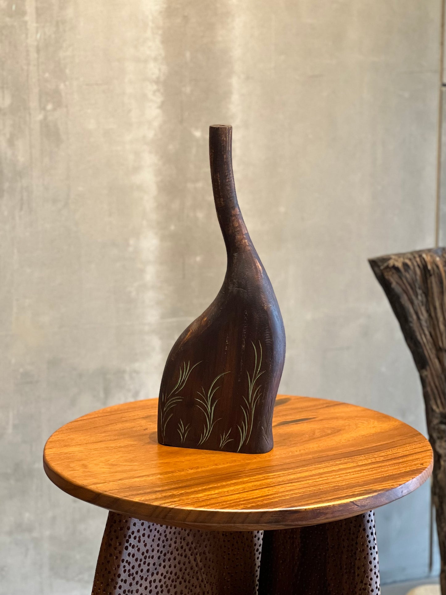 Curved Botanical Wooden Vase