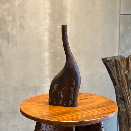 Curved Botanical Wooden Vase