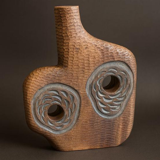 Dual Spiral Wooden Vase