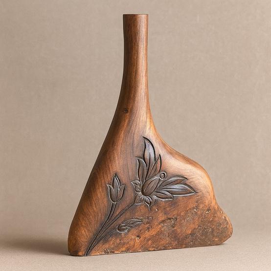Bloom Crest Wooden Vase