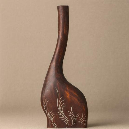 Curved Botanical Wooden Vase