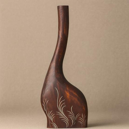 Curved Botanical Wooden Vase