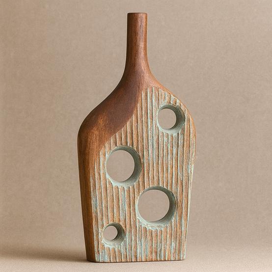 Aqua Ridge Wooden Vase