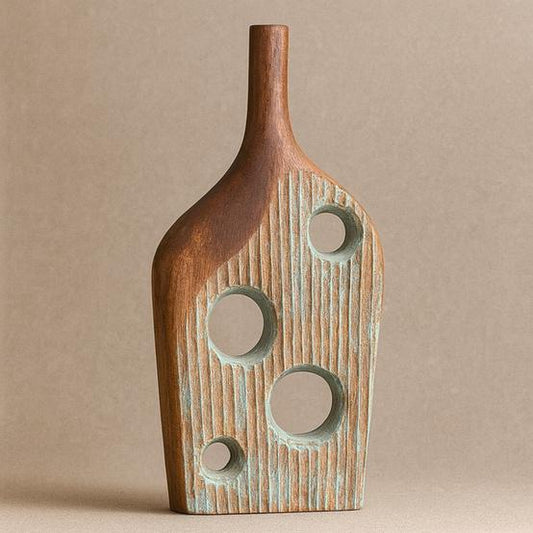 Aqua Ridge Wooden Vase