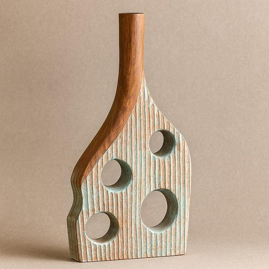 Aqua Multi-Hole Wooden Vase